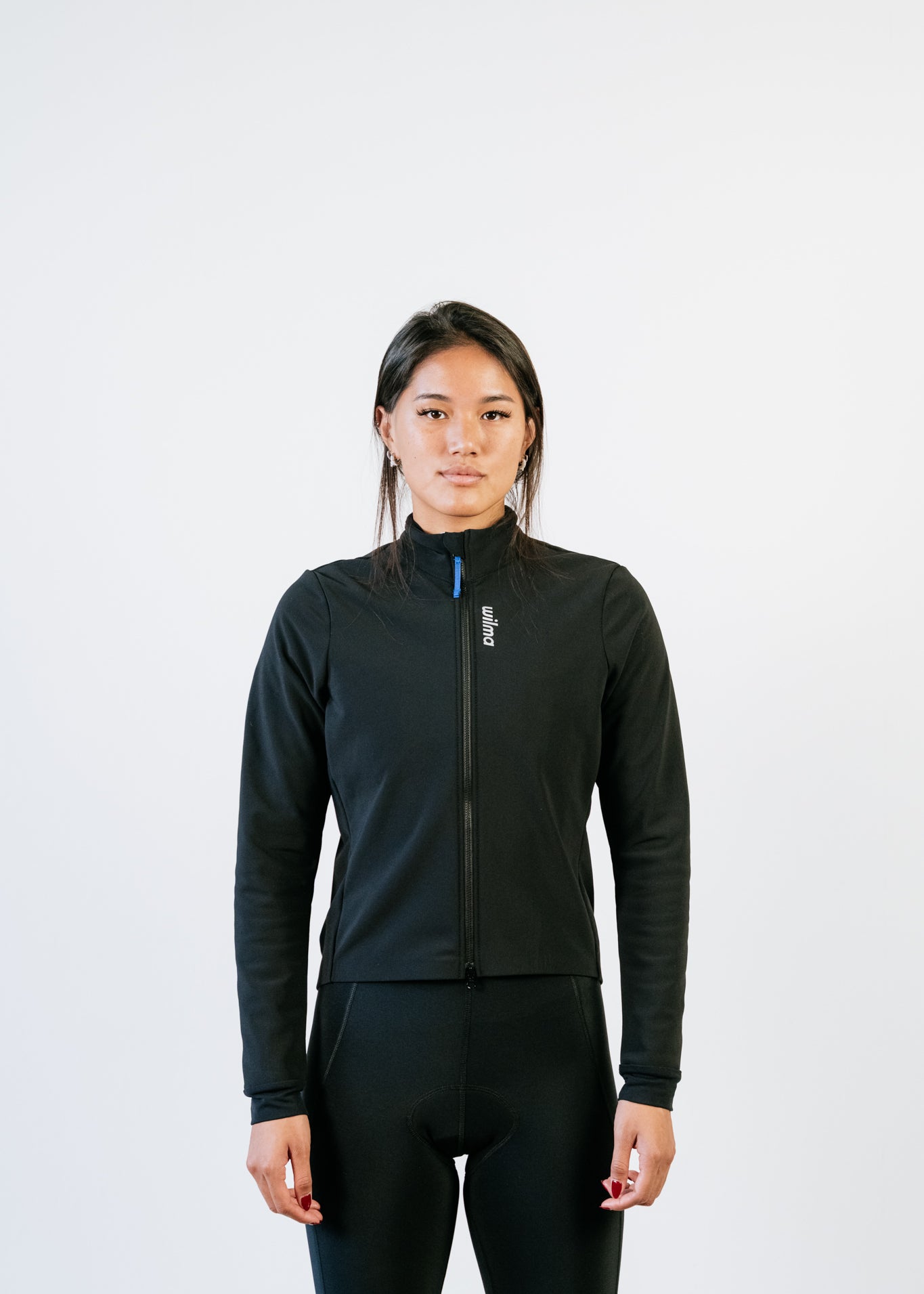 Veste polaire d'hiver vélo femme - Carlotta noir - imperméable, coupe vent, déperlant vue face chaud et respirant