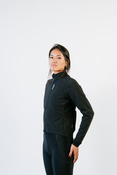 Veste polaire d'hiver vélo femme - Carlotta noir - imperméable, coupe vent, déperlant vue coté chaud et respirant