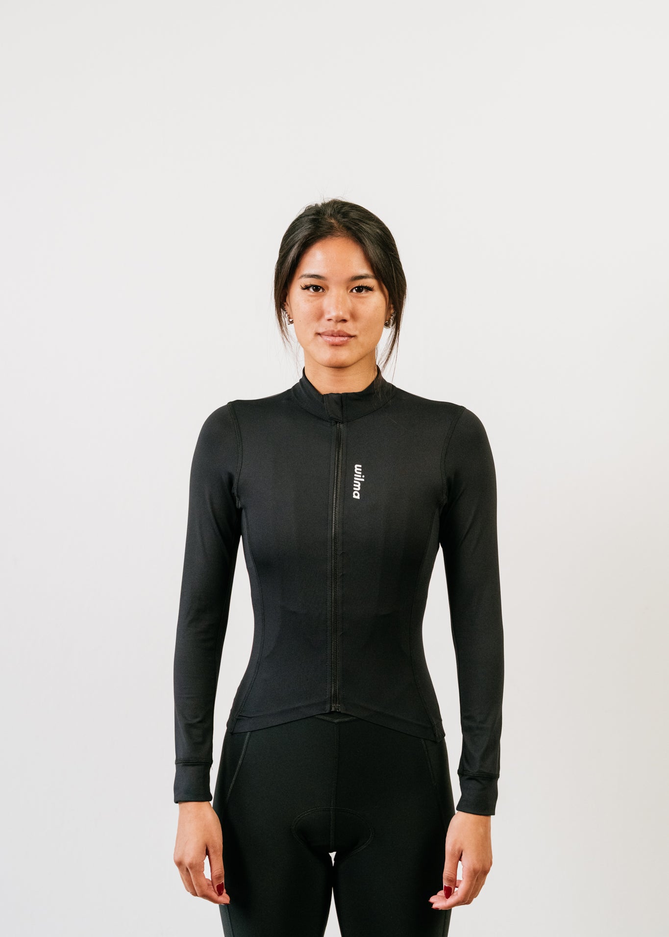 Jersey Maillot cyclisme femme manches longues - Billie Noir - vue face