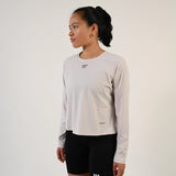 T-shirt de running manches longues Mia gris clair vu de trois quarts - Wilma